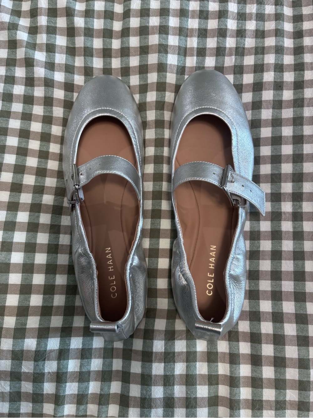 Silver Mary Jane Flats